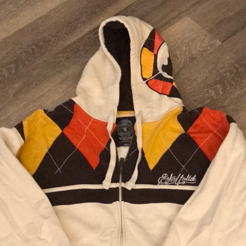 Ecko Unlimited Multicolor Hoodie with Argyle Design
